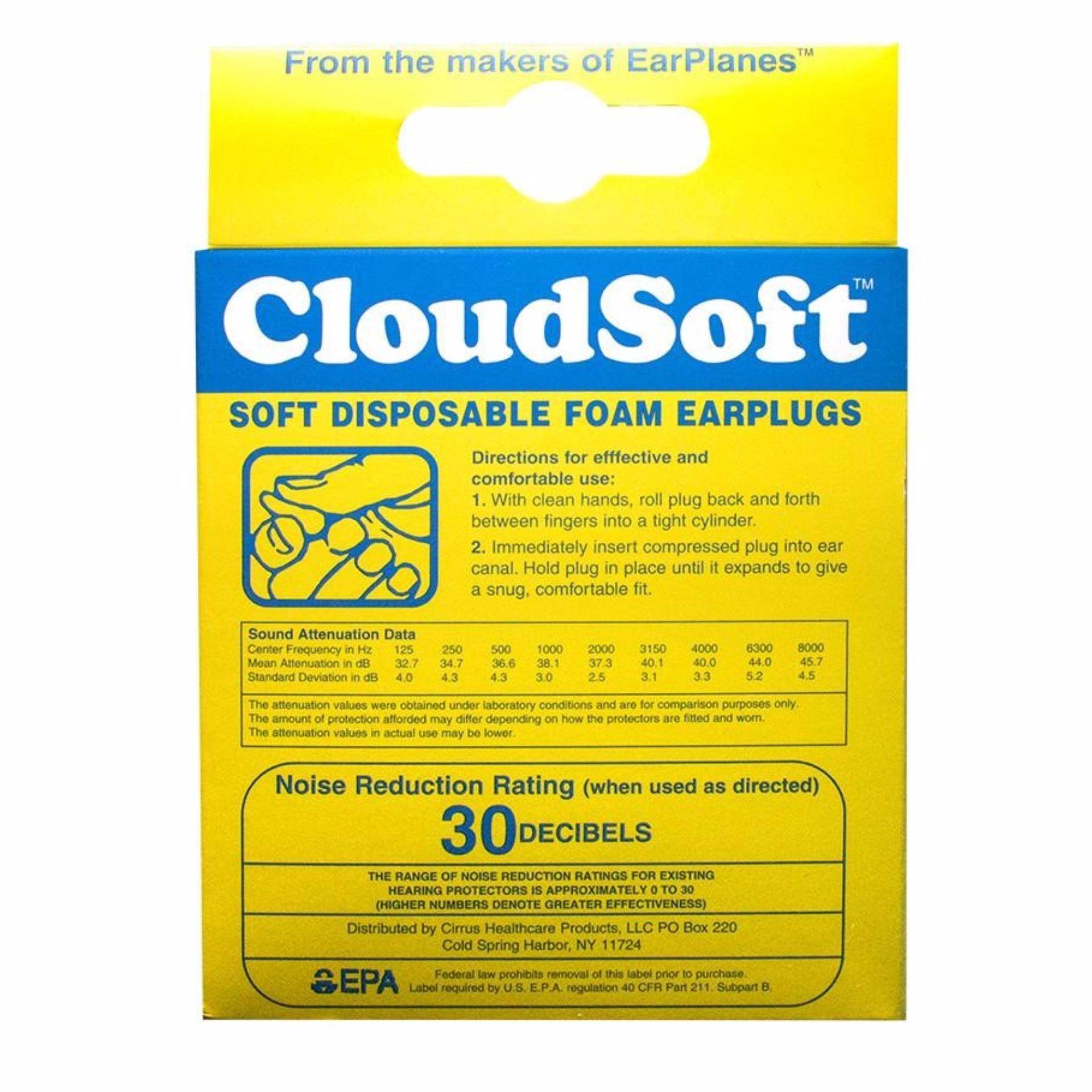 CIRRUS CLOUDSOFT ™ EAR PLUG SOFT DISPOSABLE EAR PLUGS FOAM PROTECTION