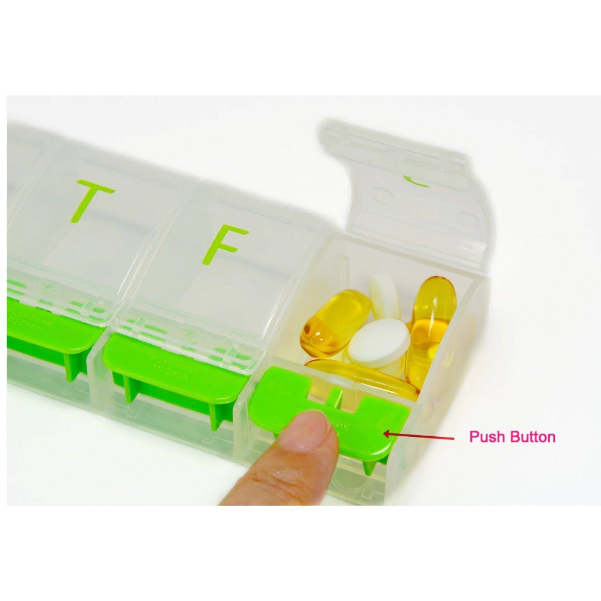 EZY DOSE Weekly 7 Day Push Button XL Large Pill Tablet Reminder Box