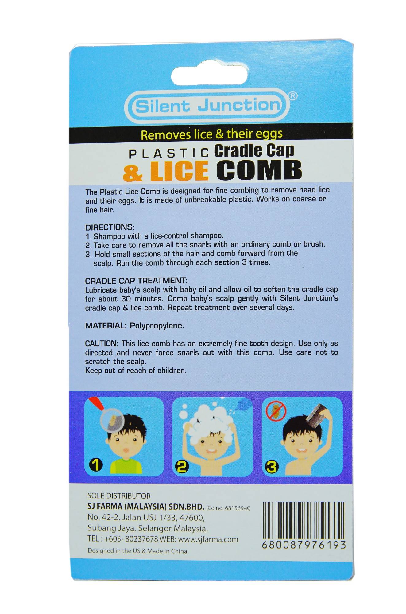 SILENT JUNCTION LICE COMB NIT FLEA CRADLE CAP REMOVER FOR CHILDREN KIDS